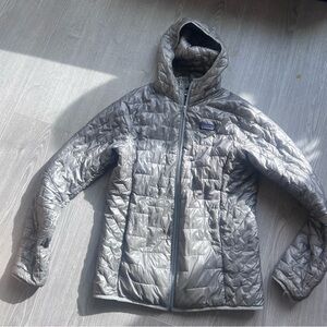 Silver Quilted Hooded Jacket